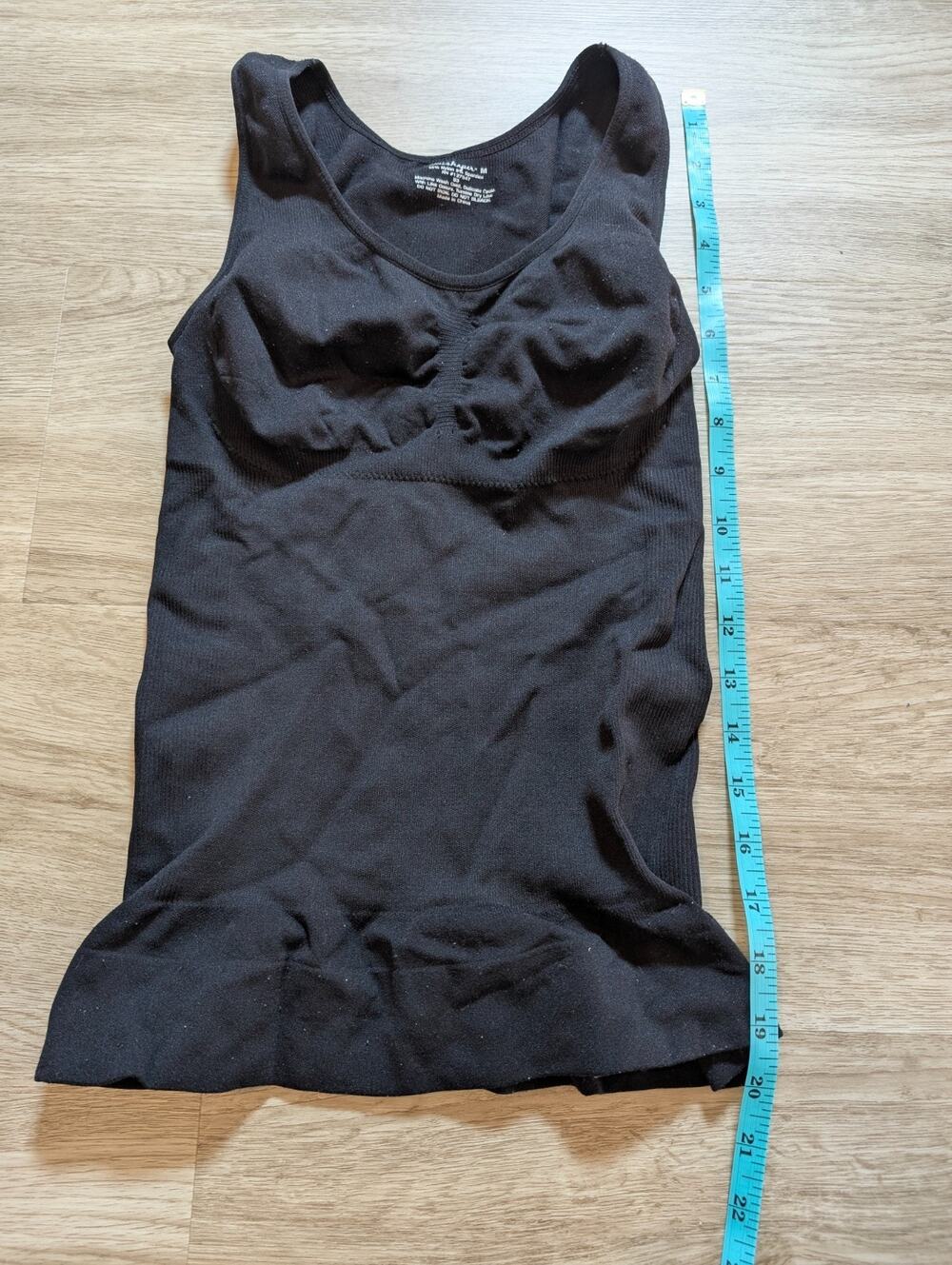 Cami Shaper Womens M Black Seamless Shaping Tank Top Nylon Stretch Compression